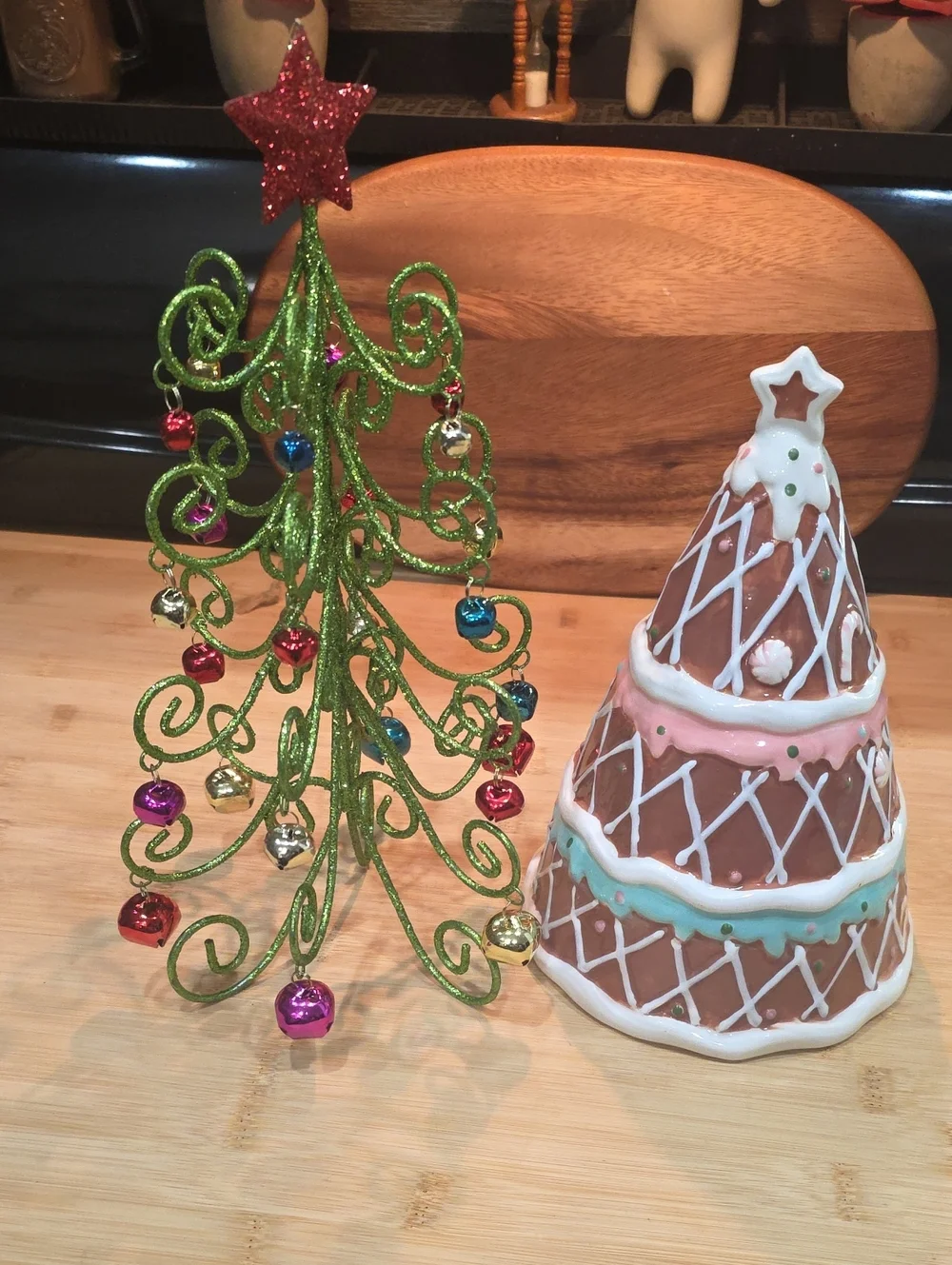 🎄Green Glitter Wire Christmas Tree with Multicolor. Ceramic Tree With Pastel Co